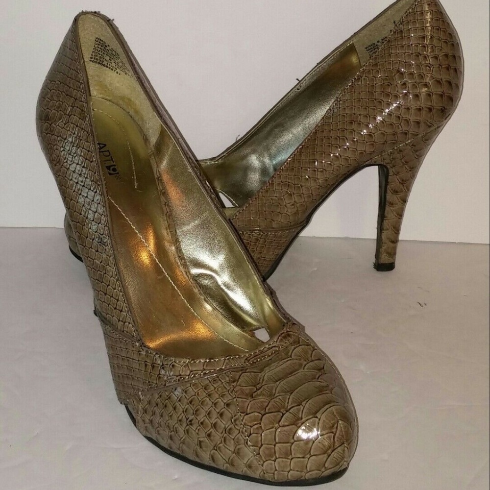 Apt 9 Sz 8 Pumps Stiletto Snake skin Brown Taupe